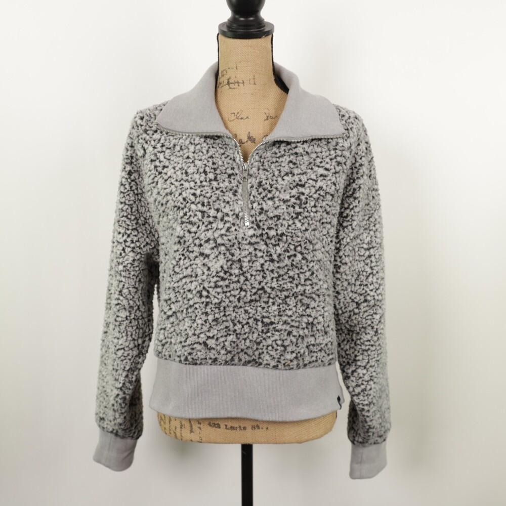 PINK by Victoria Secret Gray Sherpa Quarter Zip Size L